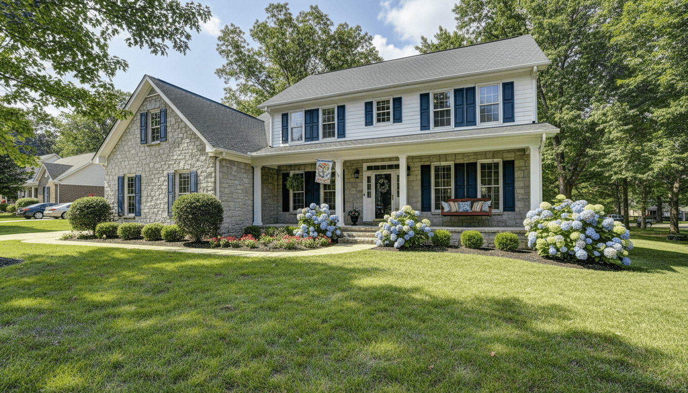 Well-maintained single-family home with manicured lawn